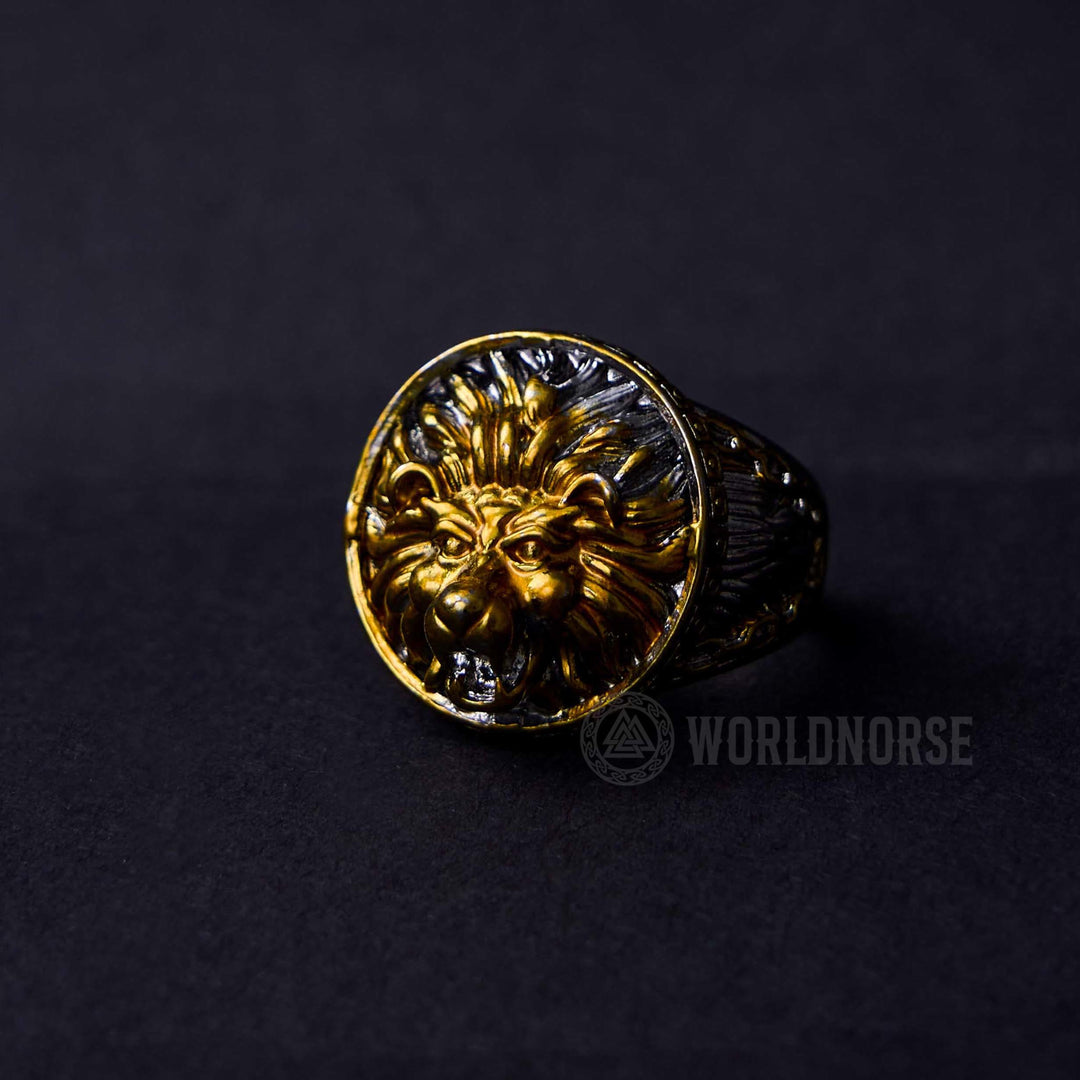 WorldNorse Gold Löwenkopf Dominant Ring
