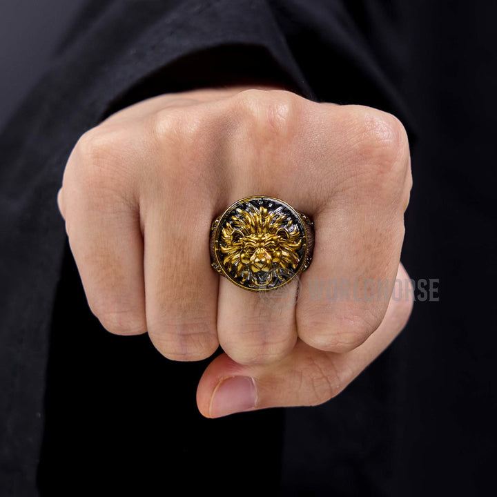 WorldNorse Gold Löwenkopf Dominant Ring