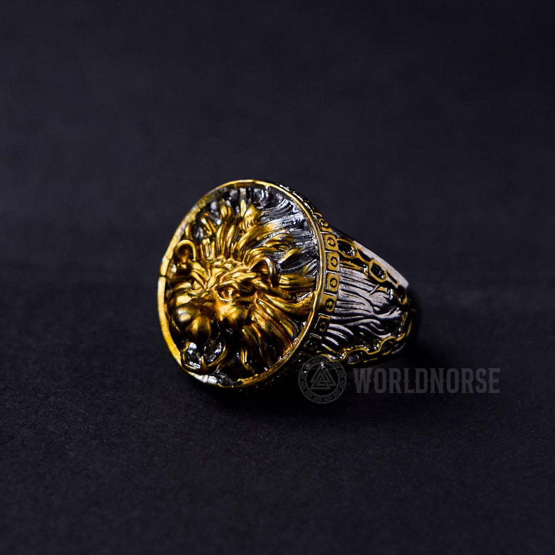 WorldNorse Gold Löwenkopf Dominant Ring
