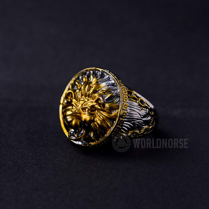 WorldNorse Gold Löwenkopf Dominant Ring