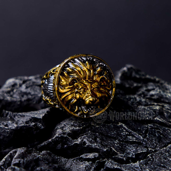 WorldNorse Gold Löwenkopf Dominant Ring