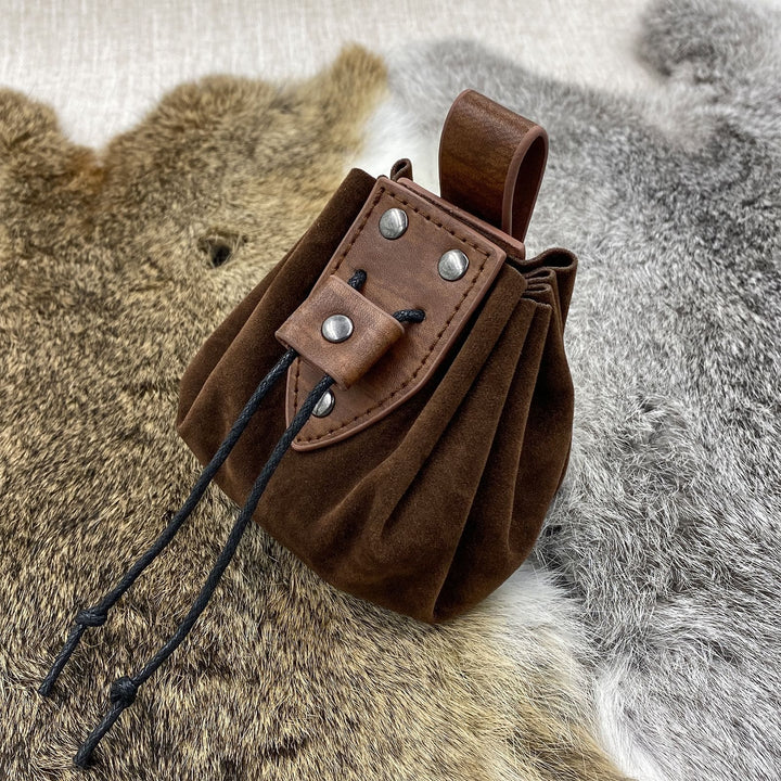WorldNorse Gürteltasche aus Leder mit Kordelzug