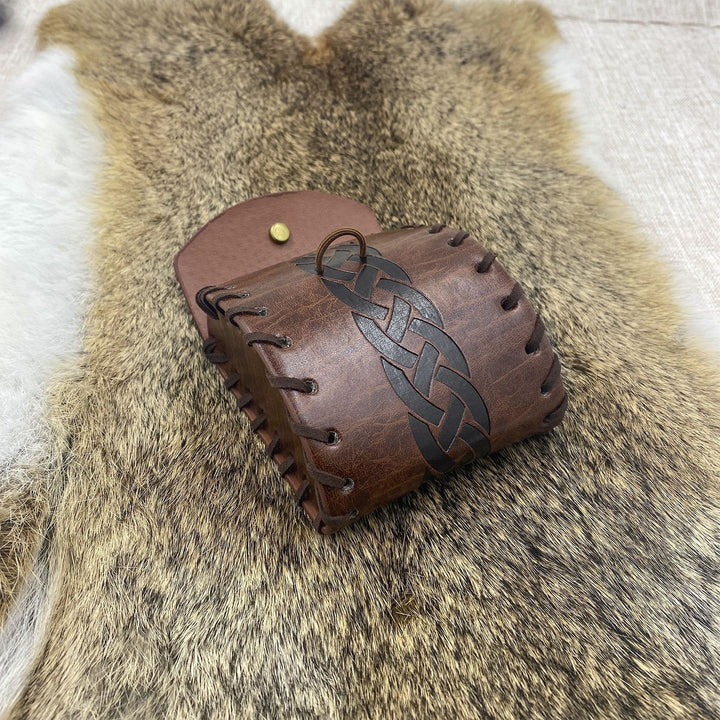 WorldNorse Keltischer Knoten Leder Gürteltasche Quadratische Tasche