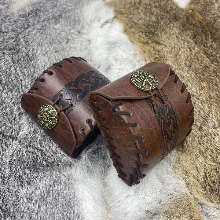 WorldNorse Keltischer Knoten Leder Gürteltasche Quadratische Tasche