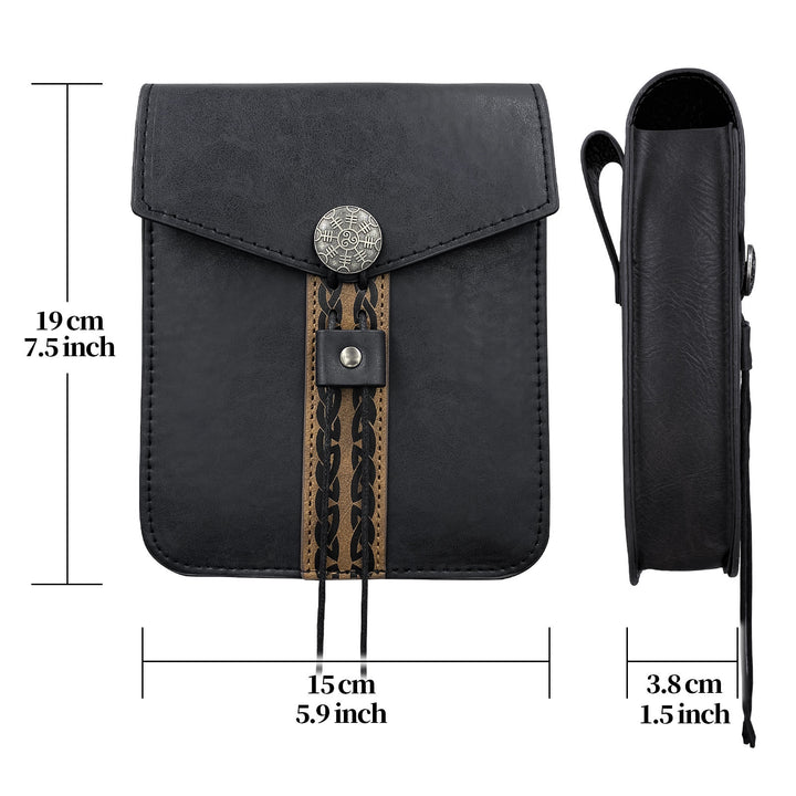 WorldNorse Gürteltasche mit Lederschnalle, quadratische Tasche