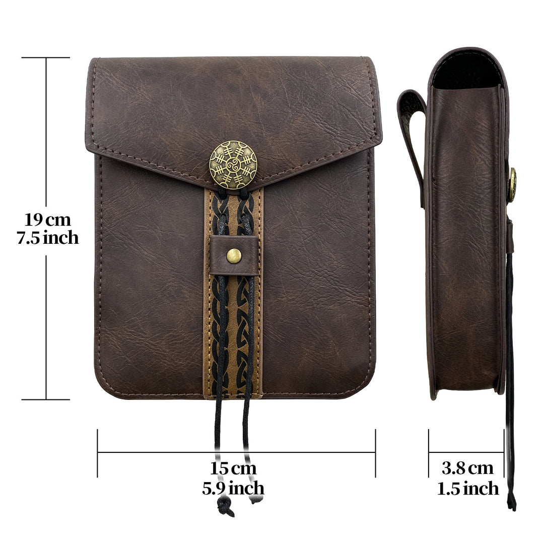 WorldNorse Gürteltasche mit Lederschnalle, quadratische Tasche
