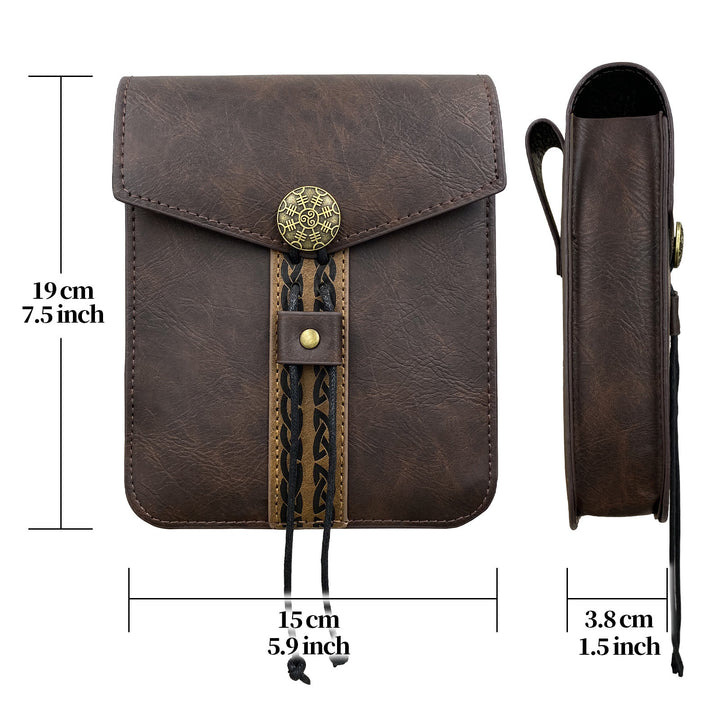 WorldNorse Gürteltasche mit Lederschnalle, quadratische Tasche