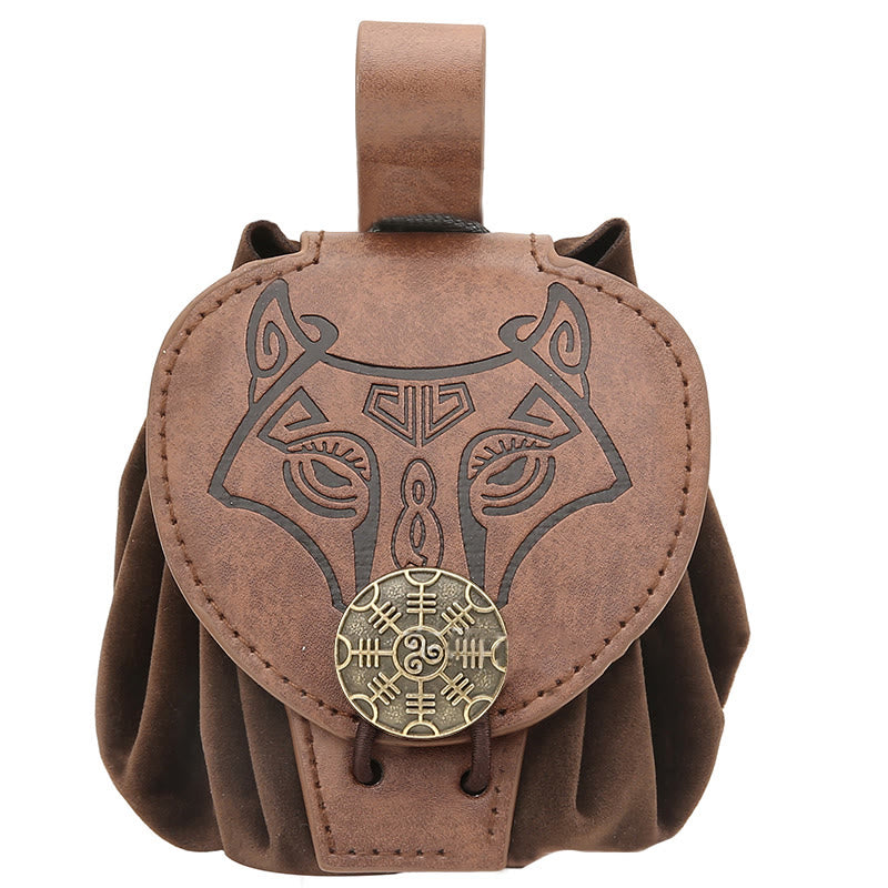 WorldNorse Wolve Gürteltasche aus Leder - Stil#2 - Braun - image 5