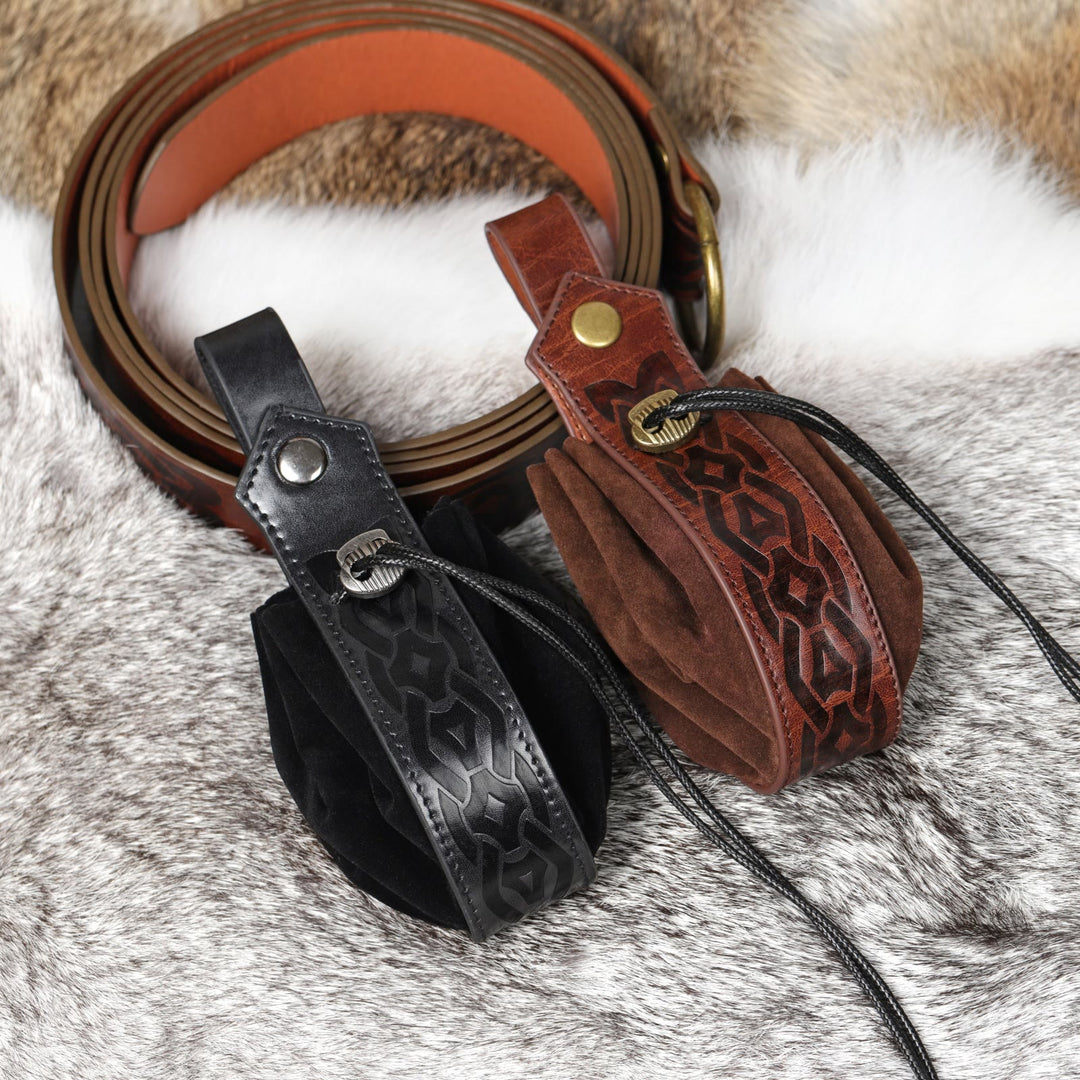 WorldNorse – Gürteltasche aus Leder mit Kordelzug