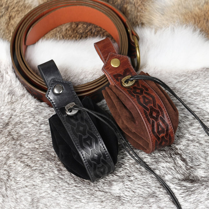 WorldNorse – Gürteltasche aus Leder mit Kordelzug