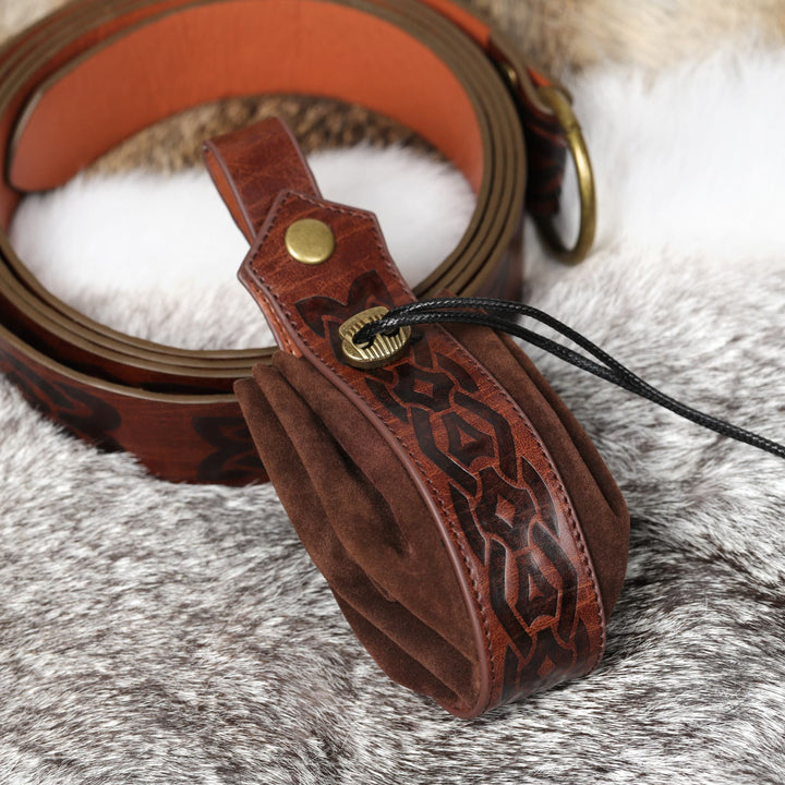 WorldNorse – Gürteltasche aus Leder mit Kordelzug