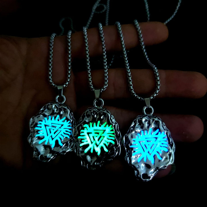 WorldNorse Wikinger Valknut Symbol Glow Halskette