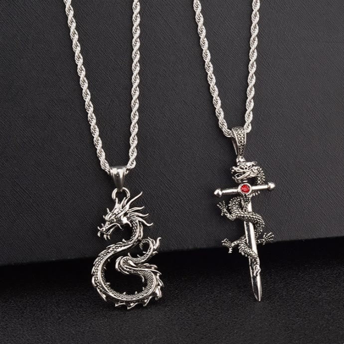 WorldNorse Krallenfreie Drachen-Spiralhalskette