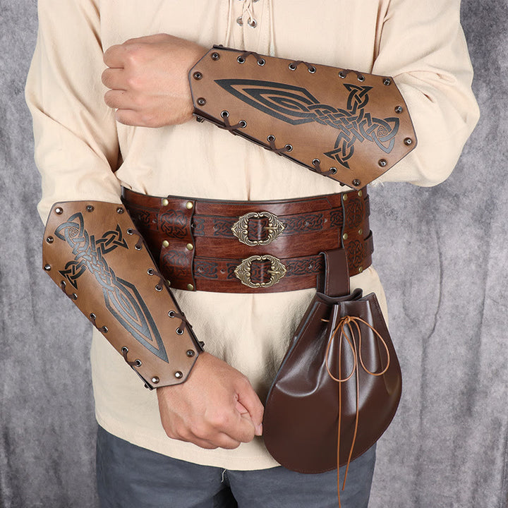 WorldNorse Leder Armschienen Gürteltasche Tasche Set