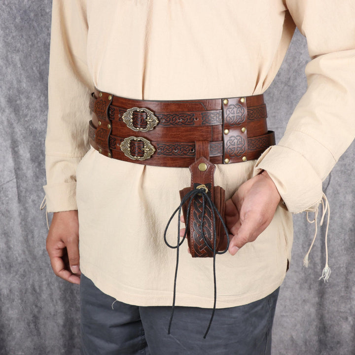 WorldNorse Leder Armschienen Gürteltasche Tasche Set