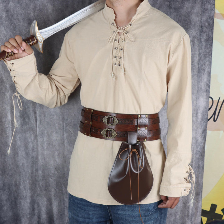 WorldNorse Leder Armschienen Gürteltasche Tasche Set