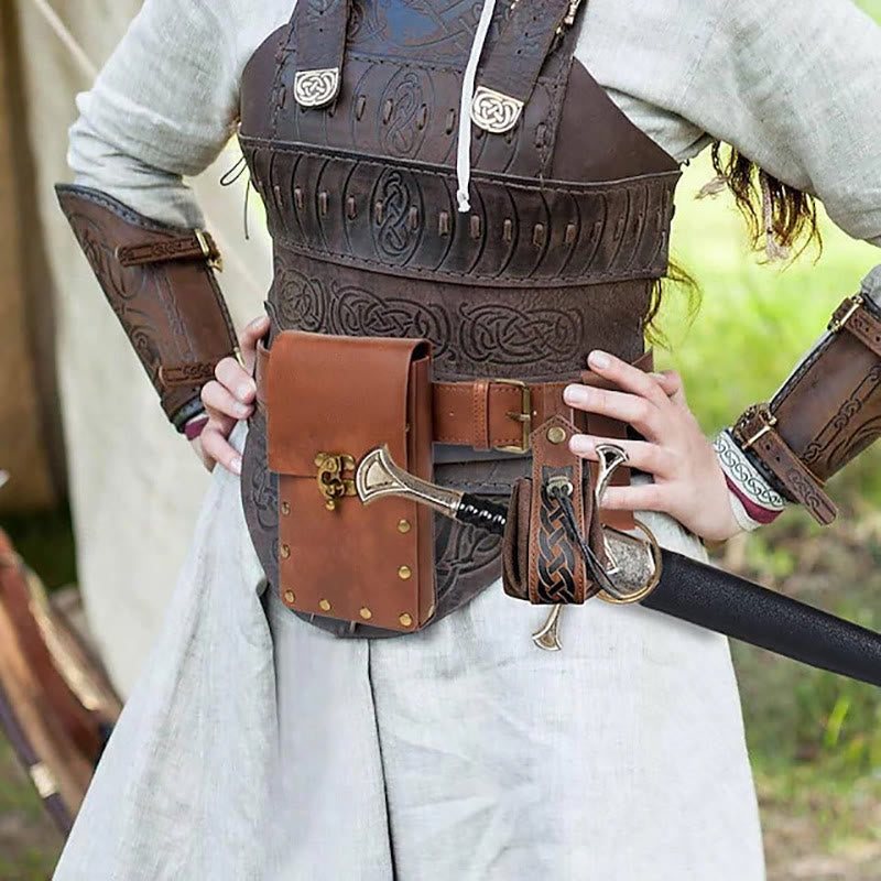 WorldNorse Gürteltasche aus Leder, vierteiliges Set