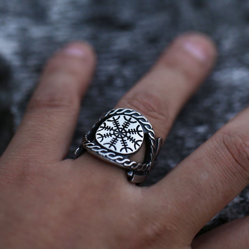 WorldNordischer Wikinger-Ring „Helm der Ehrfurcht“
