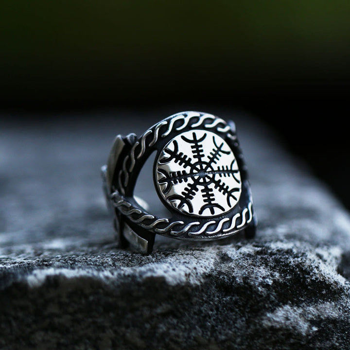 WorldNordischer Wikinger-Ring „Helm der Ehrfurcht“