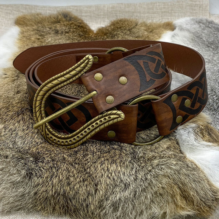 WorldNorse – Gürtel mit Keltischer Knoten und Schlangenstruktur-Schnallenverschluss