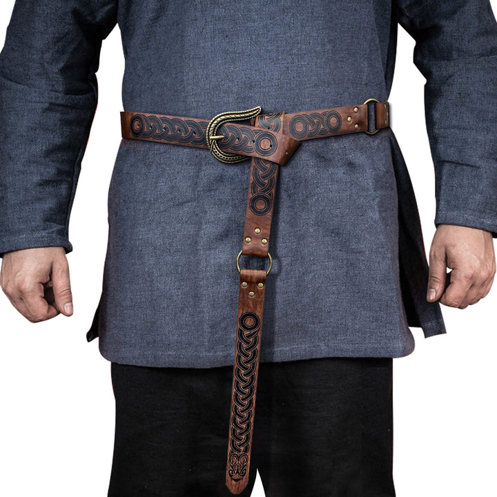 WorldNorse – Gürtel mit Keltischer Knoten und Schlangenstruktur-Schnallenverschluss