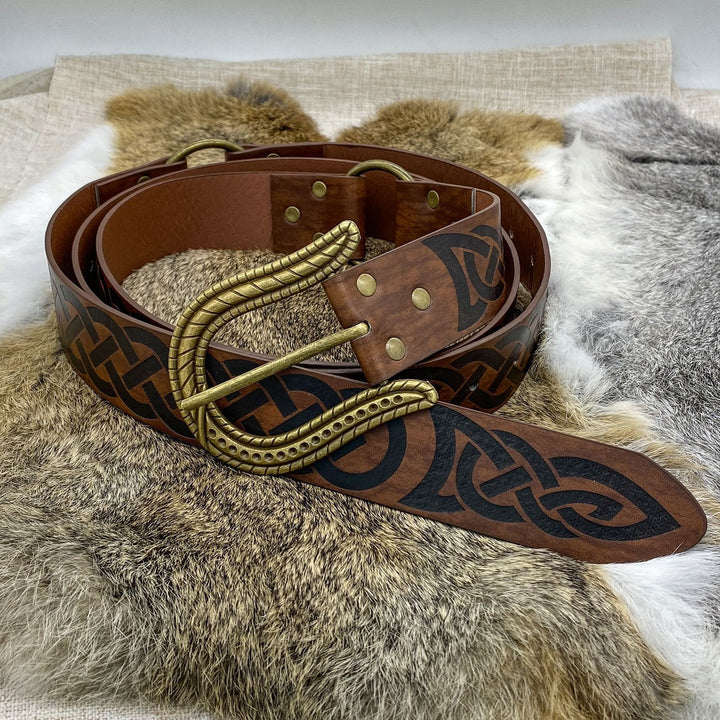 WorldNorse – Gürtel mit Keltischer Knoten und Schlangenstruktur-Schnallenverschluss