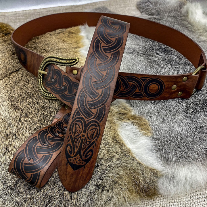 WorldNorse – Gürtel mit Keltischer Knoten und Schlangenstruktur-Schnallenverschluss
