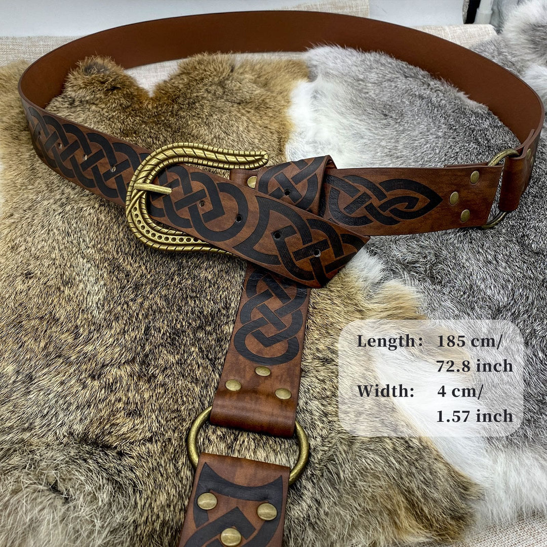 WorldNorse – Gürtel mit Keltischer Knoten und Schlangenstruktur-Schnallenverschluss