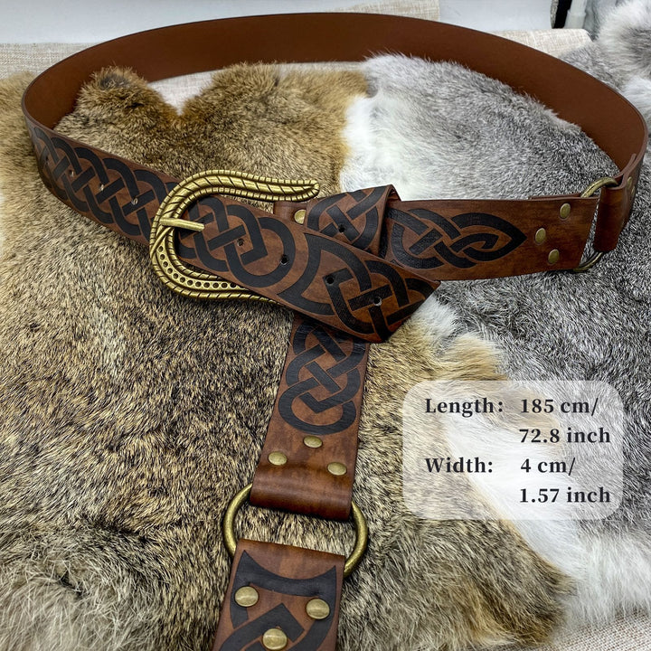 WorldNorse – Gürtel mit Keltischer Knoten und Schlangenstruktur-Schnallenverschluss
