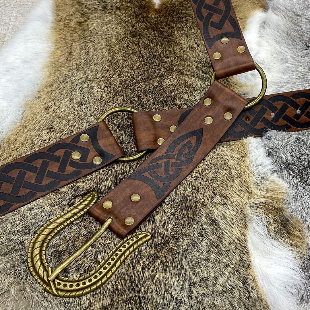 WorldNorse – Gürtel mit Keltischer Knoten und Schlangenstruktur-Schnallenverschluss