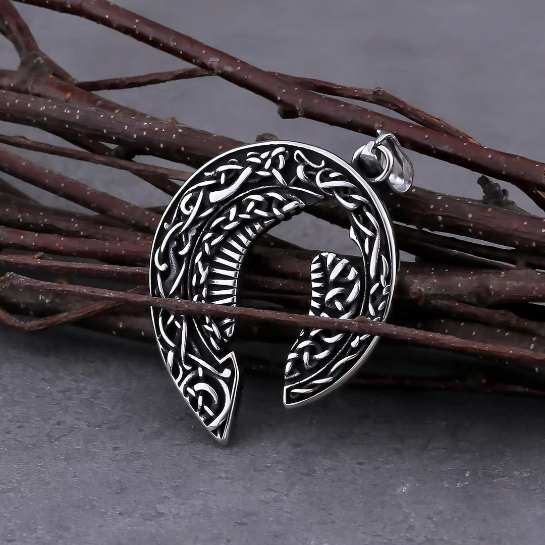 WorldNorse Halskette mit Keltischer Knoten aus Titanstahl mit Odins Raven