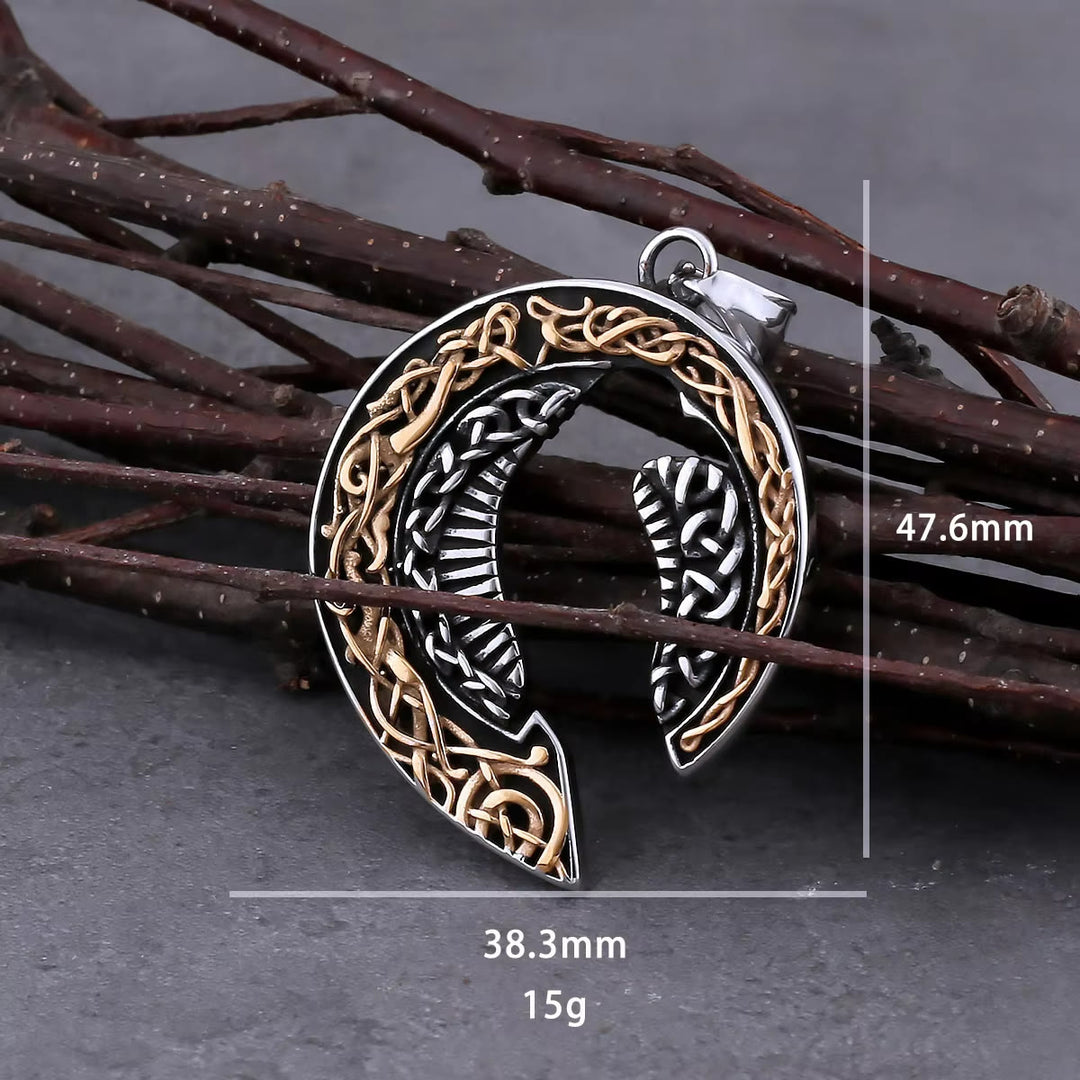 WorldNorse Halskette mit Keltischer Knoten aus Titanstahl mit Odins Raven