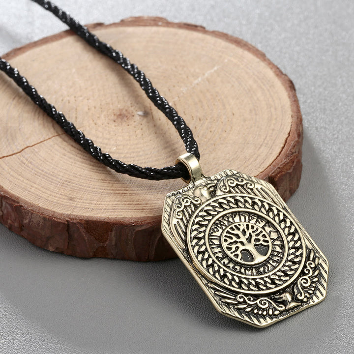 WorldNordische Wikinger-Halskette mit Raven Yggdrasil