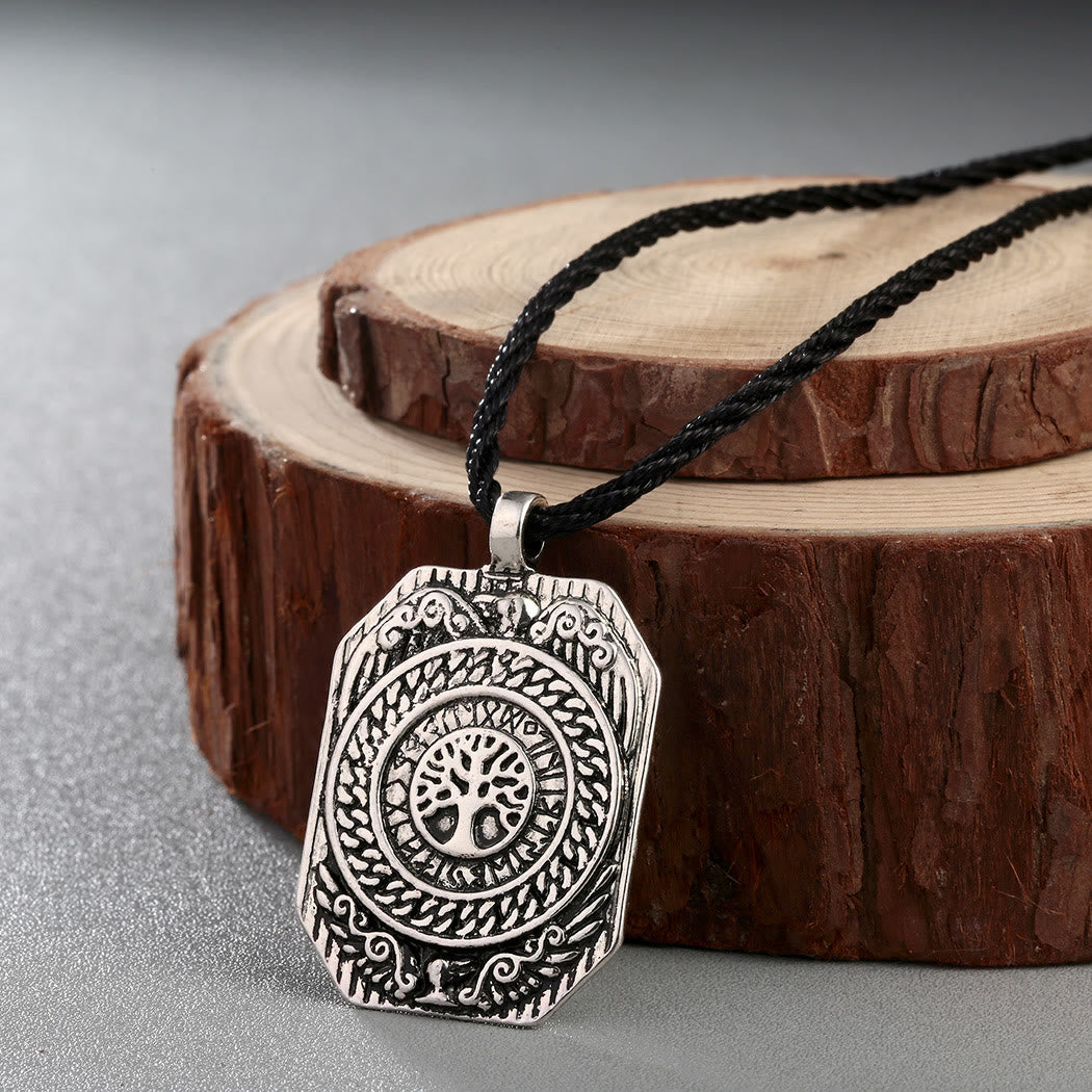 WorldNordische Wikinger-Halskette mit Raven Yggdrasil