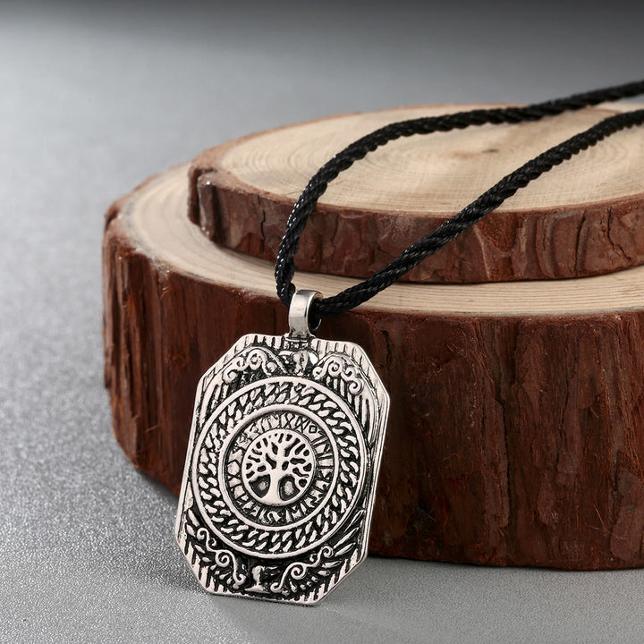 WorldNordische Wikinger-Halskette mit Raven Yggdrasil