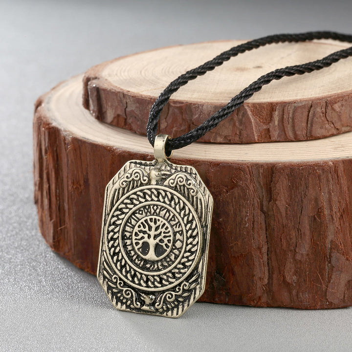 WorldNordische Wikinger-Halskette mit Raven Yggdrasil