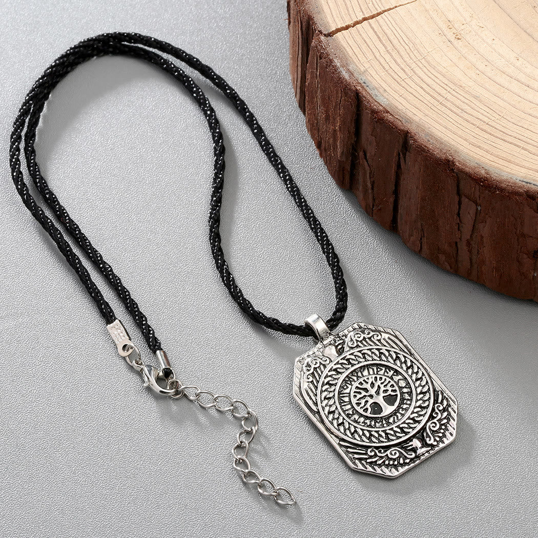 WorldNordische Wikinger-Halskette mit Raven Yggdrasil