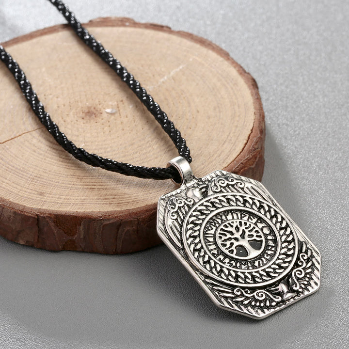 WorldNordische Wikinger-Halskette mit Raven Yggdrasil