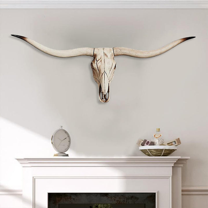 WorldNorse Tierkopf Long Horn Totenkopf Wanddekoration