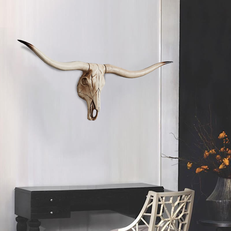 WorldNorse Tierkopf Long Horn Totenkopf Wanddekoration