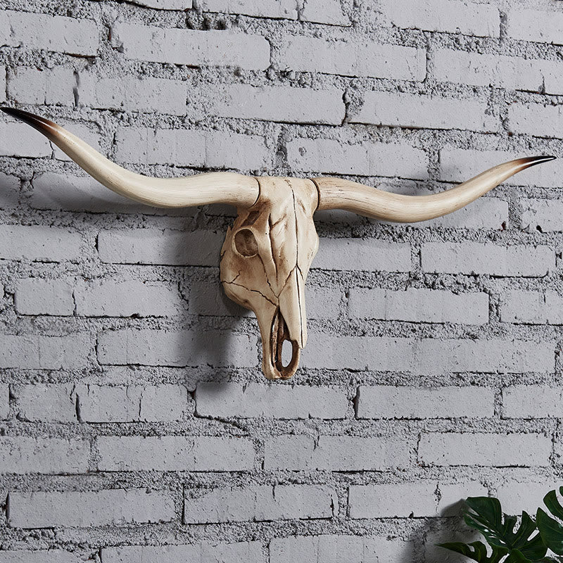WorldNorse Tierkopf Long Horn Totenkopf Wanddekoration