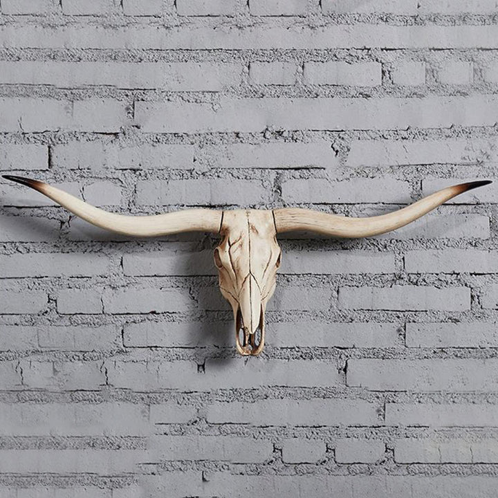 WorldNorse Tierkopf Long Horn Totenkopf Wanddekoration