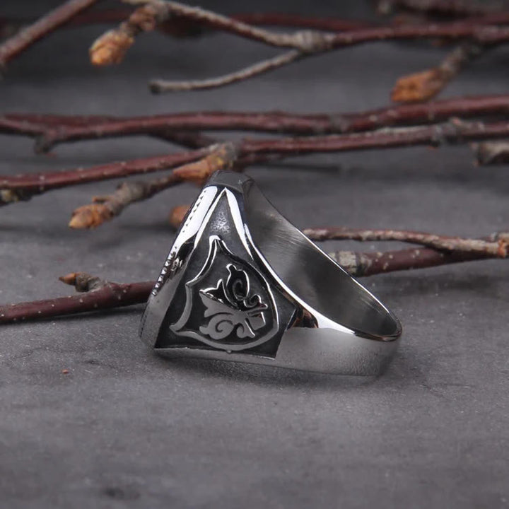 WorldNorse Gekreuzter Wikinger Axt -Ring aus Edelstahl