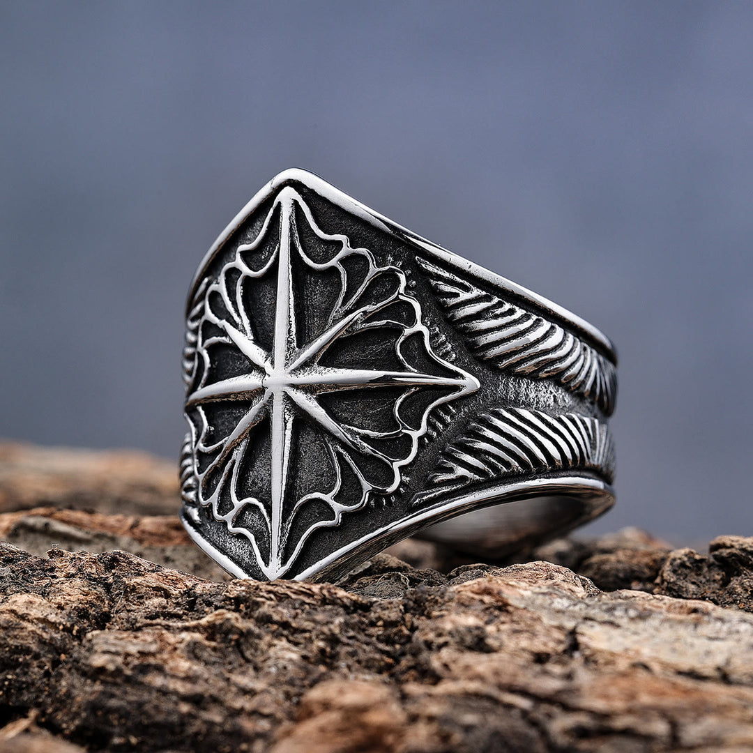 WorldNorse Sechszackiger Stern Edelstahlring