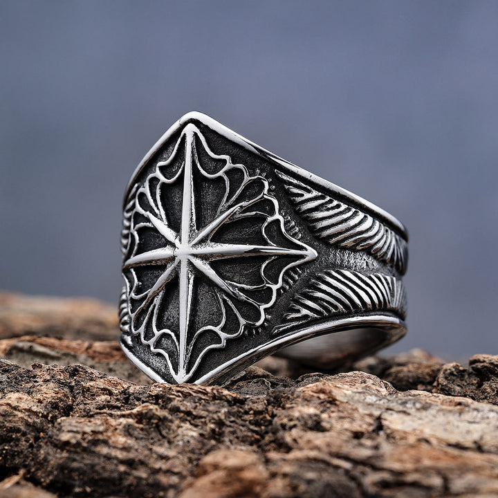 WorldNorse Sechszackiger Stern Edelstahlring