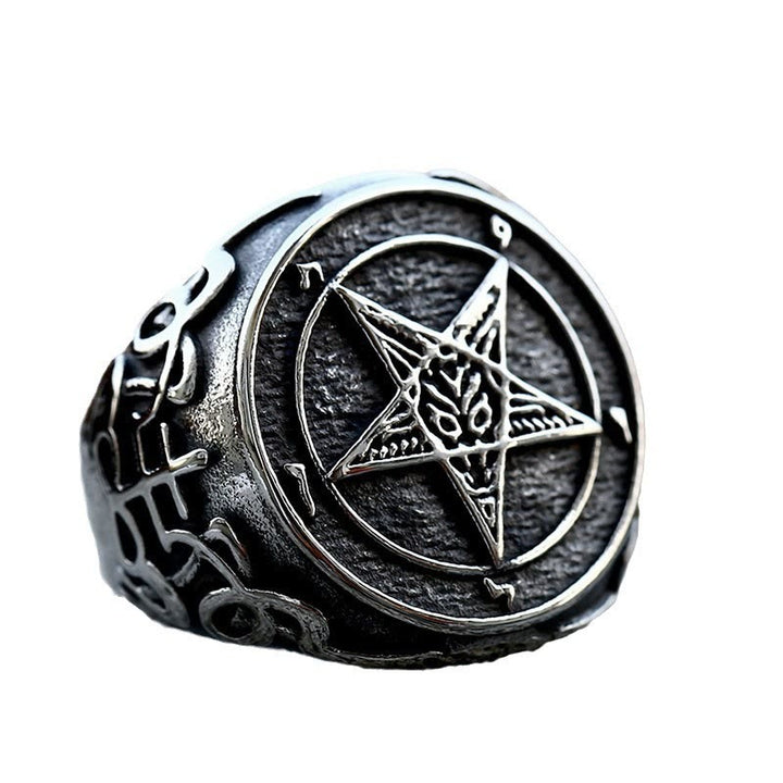WorldNorse Gothic Satansring mit Pentagramm
