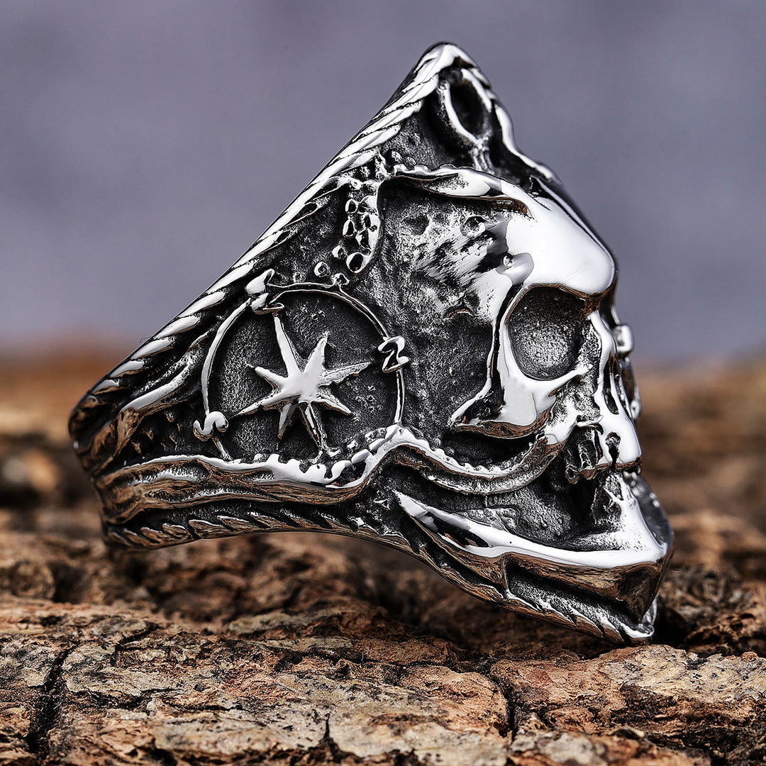 WorldNorse Oktopus Totenkopf Anker Titan Stahlring