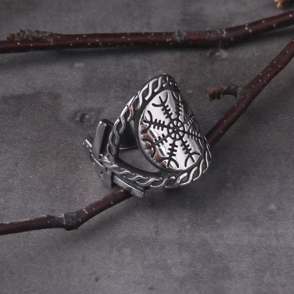 WorldNordischer Wikinger-Ring „Helm der Ehrfurcht“