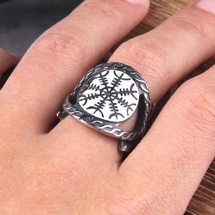 WorldNordischer Wikinger-Ring „Helm der Ehrfurcht“