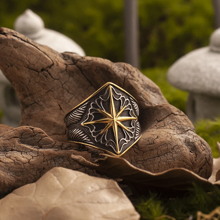 WorldNorse Sechszackiger Stern Edelstahlring